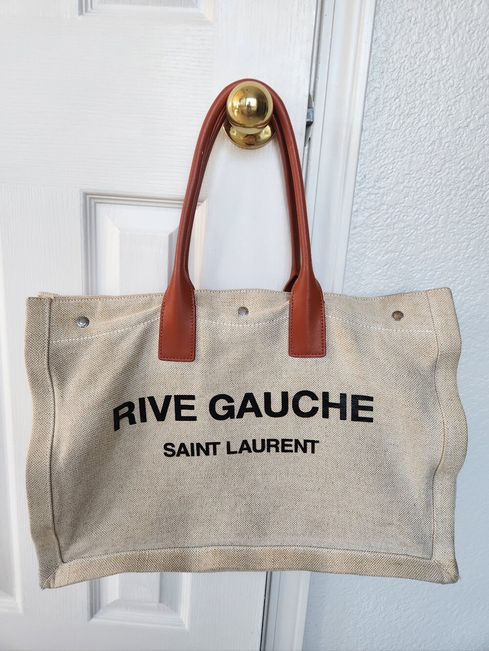 Saint Laurent Rive Gauche Large Canvas Tote Bag